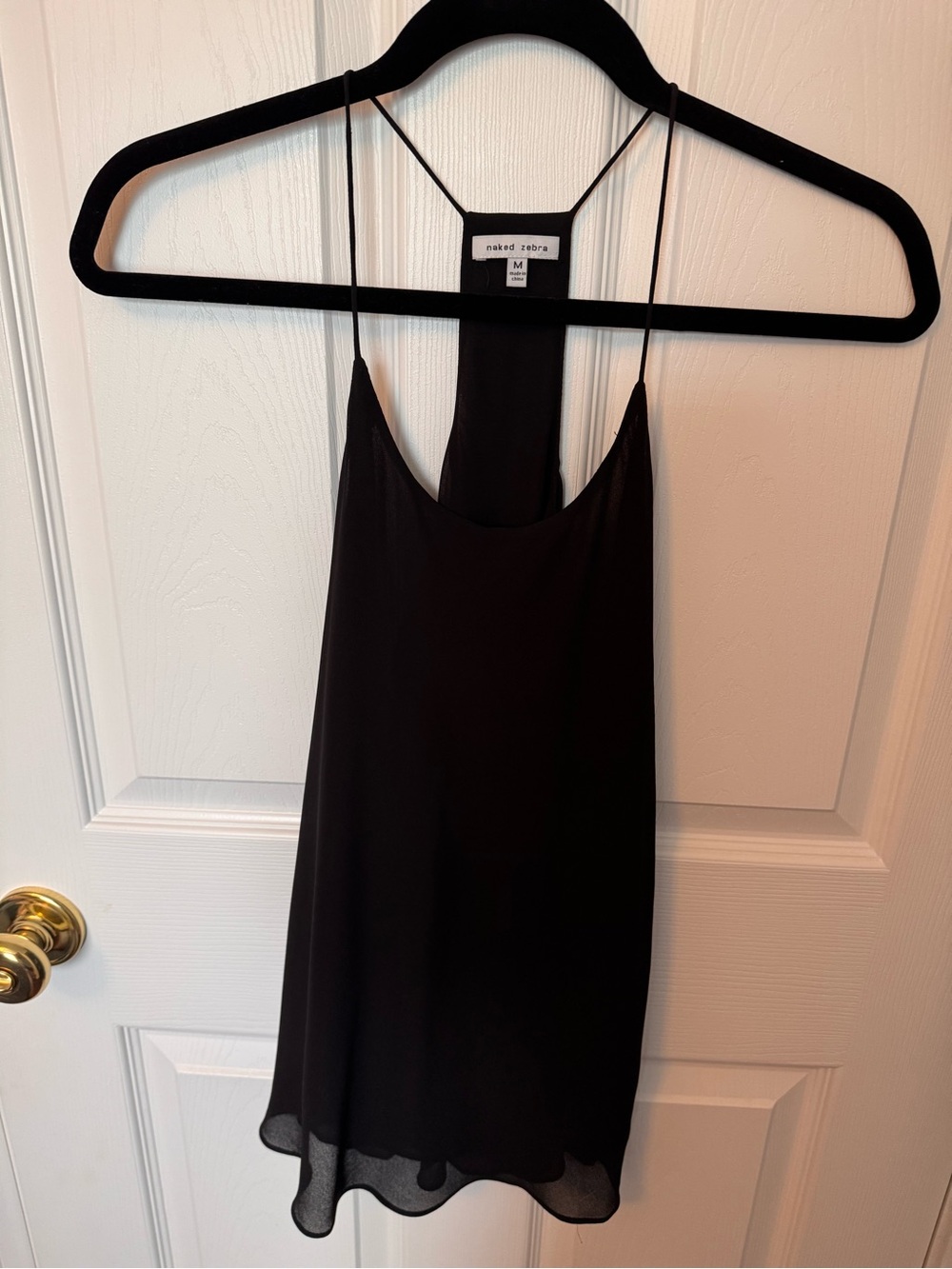 Naked Zebra Black Spaghetti Strap Top